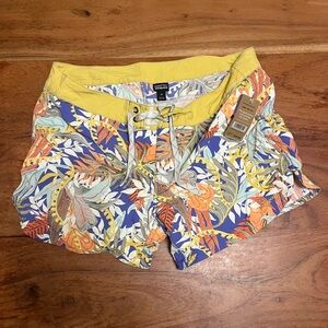 Patagonia Women's Tropical Print Athletic Shorts - Yellow and Blue